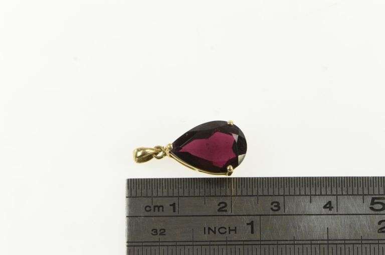 14K Yellow Gold Pear Tourmaline Solitaire Vintage Statement Pendant