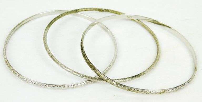 3 Vintage Sterling Silver Bangle Bracelets