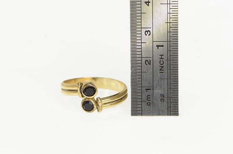 14K Yellow Gold Black Onyx Round 60's Ornate Bypass Wrap Ring