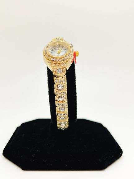 Ladies Geneva & Gemstone Watch, 18kt Yellow Gold Plated