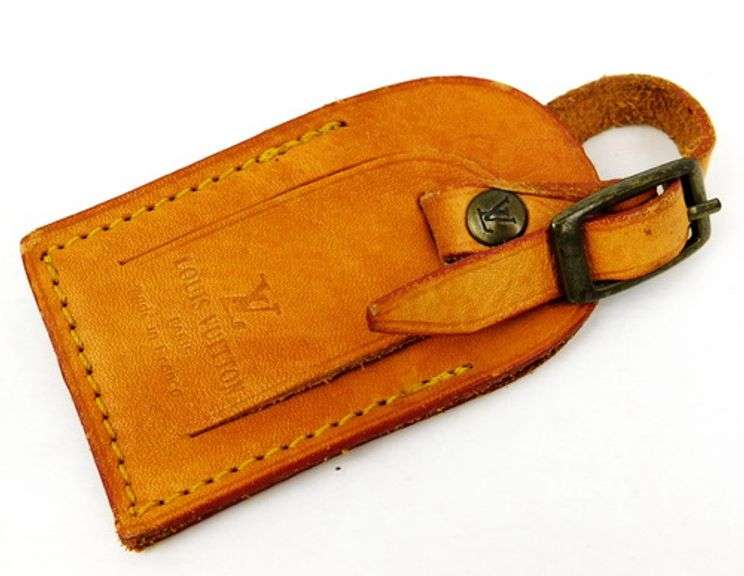 Vintage Authentic Louis Vuitton Leather Luggage Tag