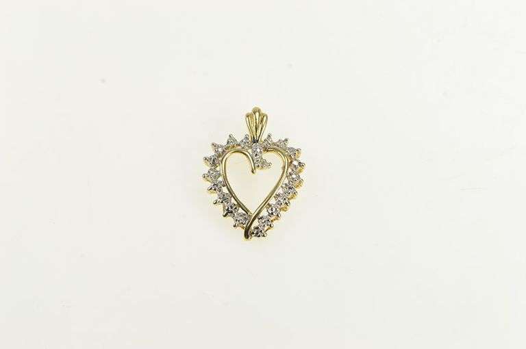 10K Yellow Gold Diamond Simple Classic Heart Love Symbol Pendant