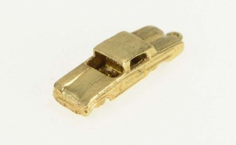 14K Yellow Gold 3D 1950's Car Sedan Vintage Travel Charm/Pendant
