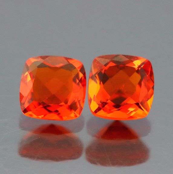 Vibrant top color 1.00ct bright orange Fire Opal pair
