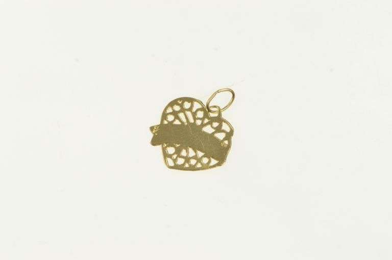 14K Yellow Gold Heart Filigree Daughter Mothers Day Love Charm/Pendant