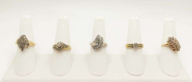 5 Beautiful 14k Solid Yellow and White Gold Rings