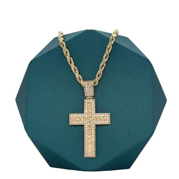 14K YELLOW GOLD CROSS WITH CHAIN