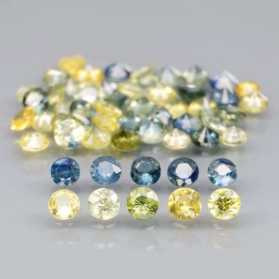 Fantastic 4.32ct diamond cut blue and yellow Sapphire set