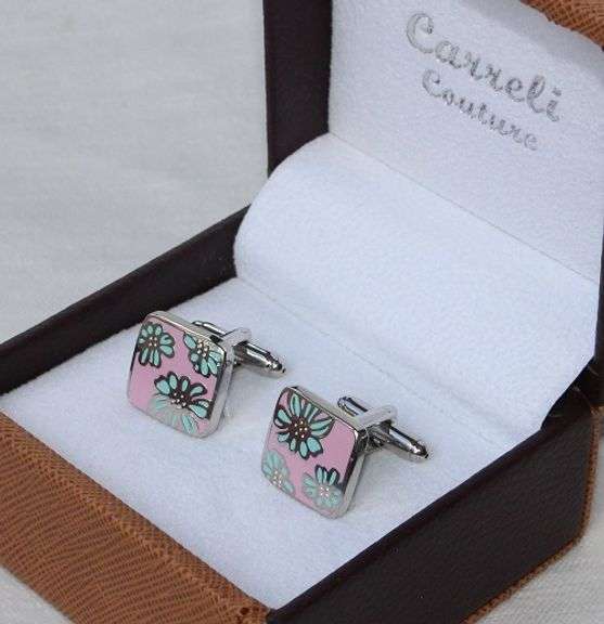 Handsome Pair Jeweled Style Cufflinks By Carelli