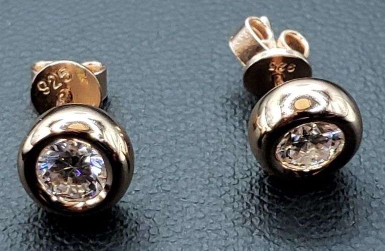 14 Kt Rose Gold Plated 1 Ctw Fire Moissanite Earrings