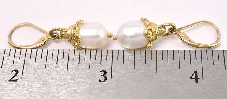 Vermeil Pearl Dangle Earrings In Sterling Silver