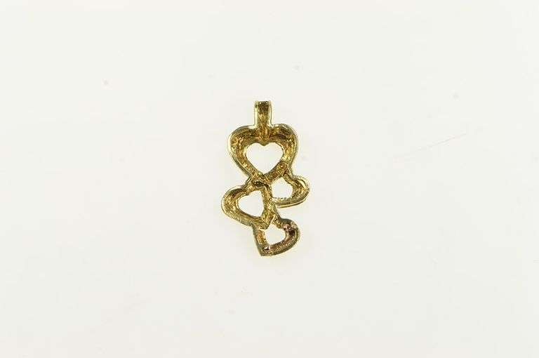 10K Yellow Gold Tri Tone Diamond Cut Heart Love Symbol Pendant