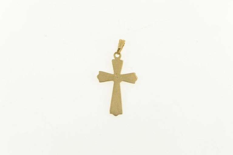 14K Yellow Gold Flower Cross Christian Faith Symbol Charm/Pendant