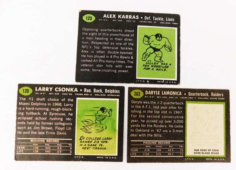3 Topps 1969 Football Greats