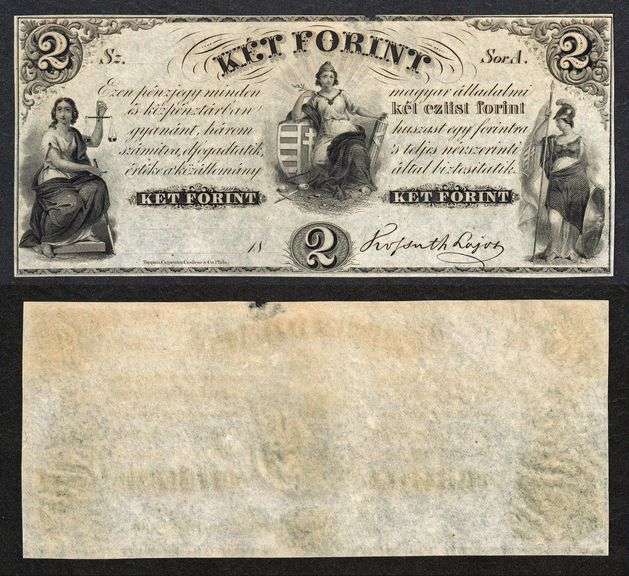 2 Ket 1800's unissued Hungarian Currency 18XX
