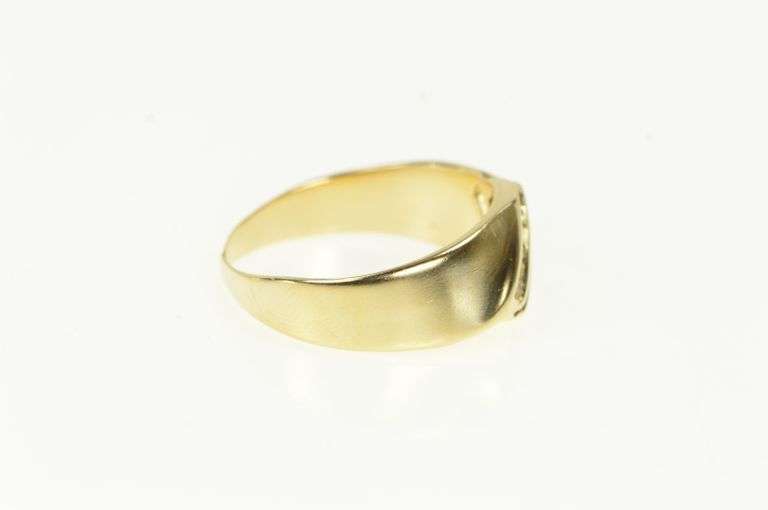 14K Yellow Gold Princess Sapphire Diamond Slanted Men's Ring