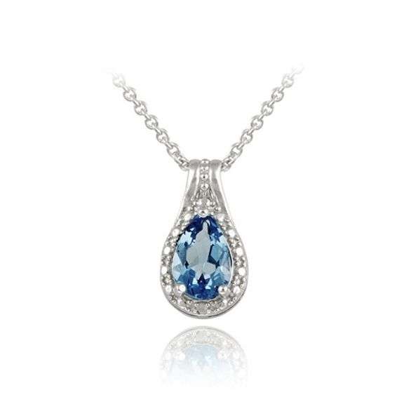 London Blue Topaz & Diamond Accent Necklace in Sterling Silver