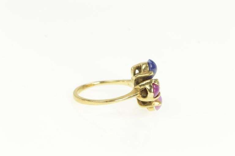 14K Yellow Gold 1960's Syn. Star Sapphire Diamond Cluster Ring