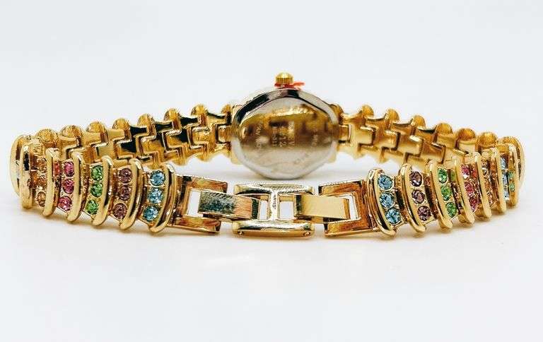 Ladies Geneva & Gemstone Watch, 18kt Yellow Gold Plated