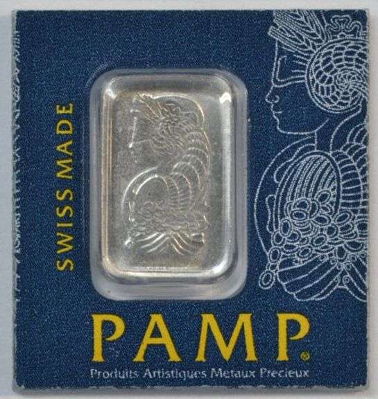 1 gram .999 Platinum PAMP bar in serial-numbered card from APMEX