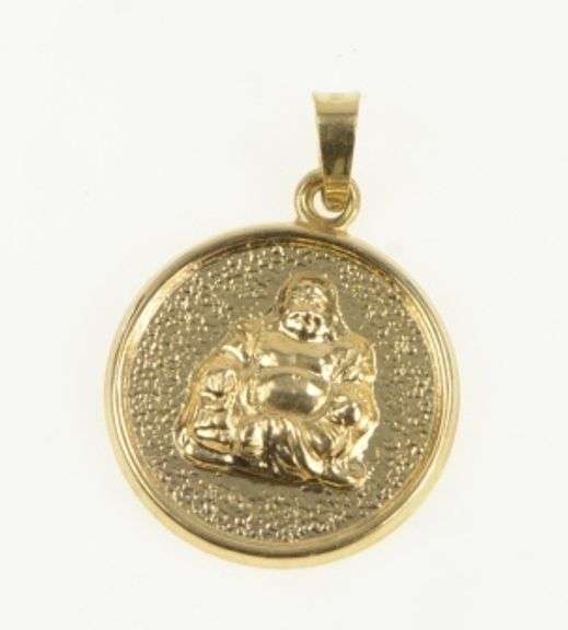 14K Yellow Gold Chinese Buddha Vintage Buddhist Symbol Charm/Pendant