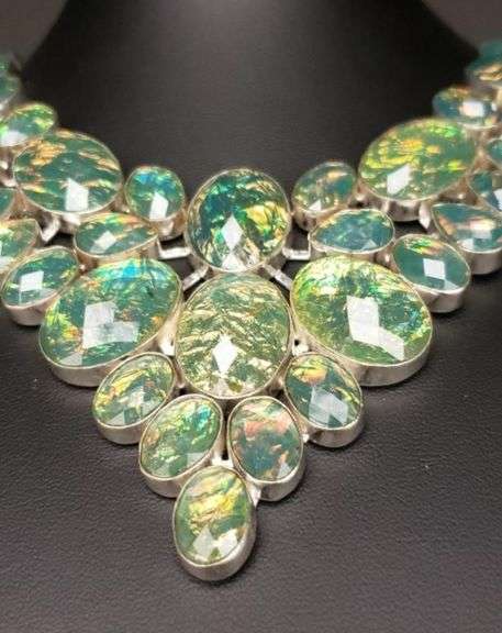 285 Ct Australian Simulated Rainbow Opal Necklace