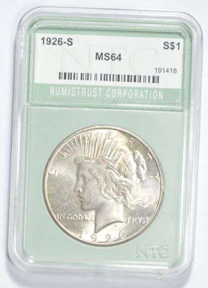 MS64 1926-S Peace Silver Dollar - Graded NTC