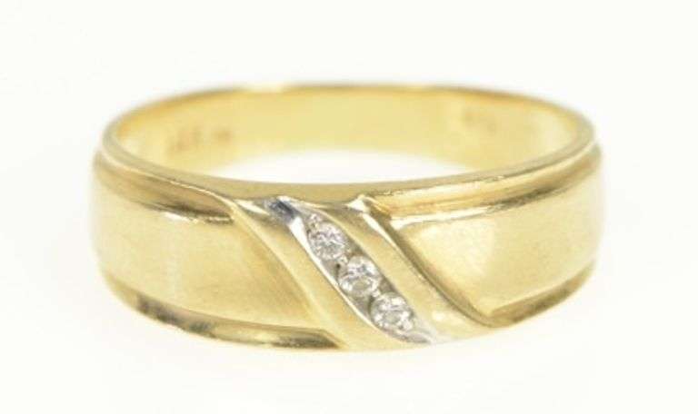 14K Yellow Gold Men's Classic Diamond Wedding Band Ring