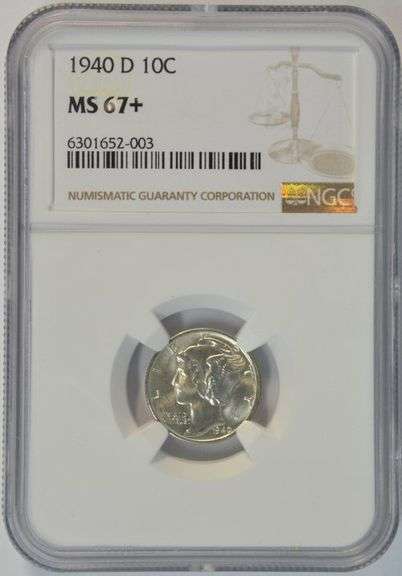 Simply Amazing NGC MS67+ 1940-D Mercury Dime