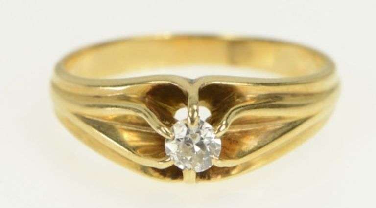 14K Yellow Gold 0.20 Ct Old Mine Cut Diamond Engagement Ring