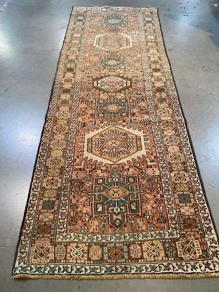 Vintage Persian Heriz Runner  3'.8"X11'