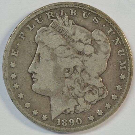 Key date 1890-CC Morgan Silver Dollar. Nice circ