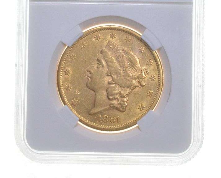 MS60 1861 $20 Liberty Head Gold Double Eagle - Graded PGA