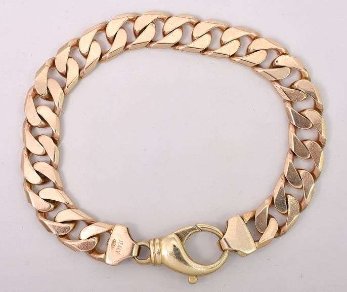 Sturdy Curb Chain Link Bracelet In 14K Rose Gold