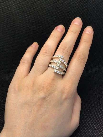 STUNNING 14K YELLOW GOLD SPIRAL WOMEN’S DIAMOND RING