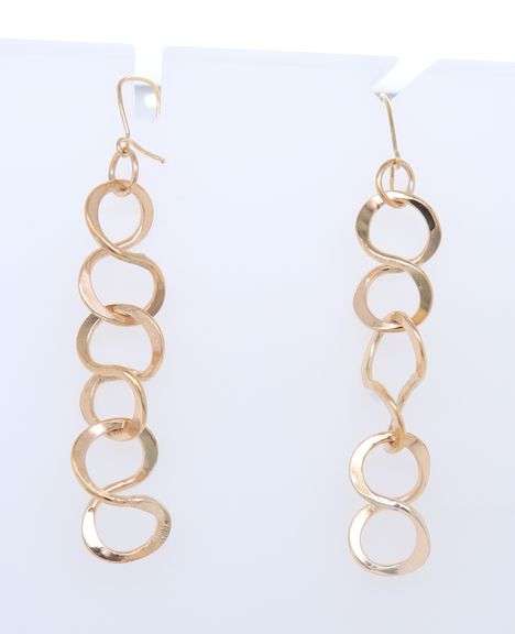 Beautiful Yellow Gold Squiggle Dangle Earrings