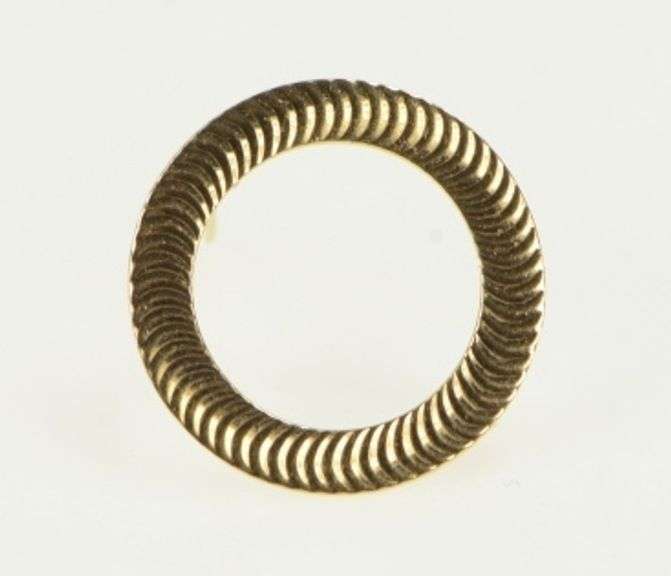 14K Yellow Gold Ornate Circle Round Vintage Classic Pin/Brooch