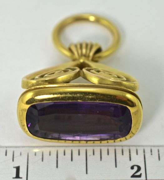 Fabulous Vintage Amethyst Watch Fob in 14k