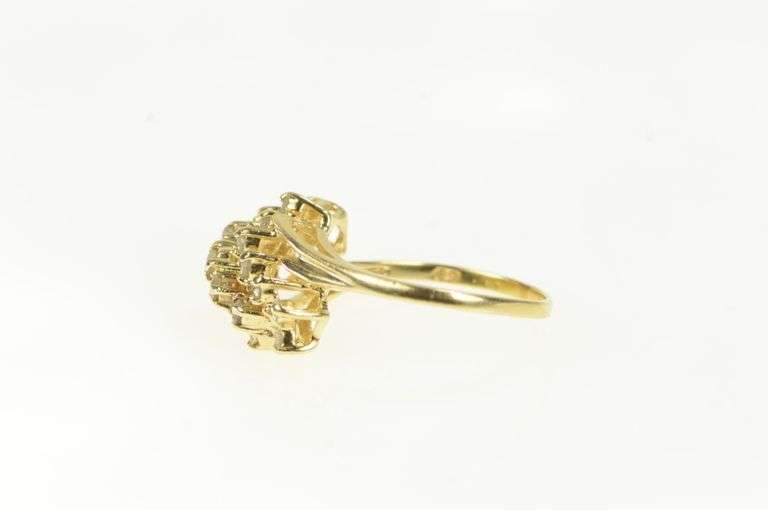 14K Yellow Gold 0.30 Ctw Diamond Cluster Vintage Bypass Ring