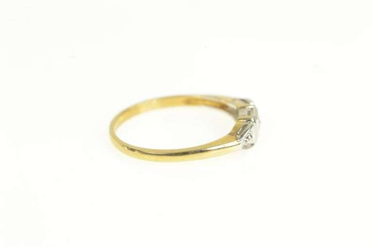 14K Yellow Gold 1950's Classic Two Tone Wedding Band Ring