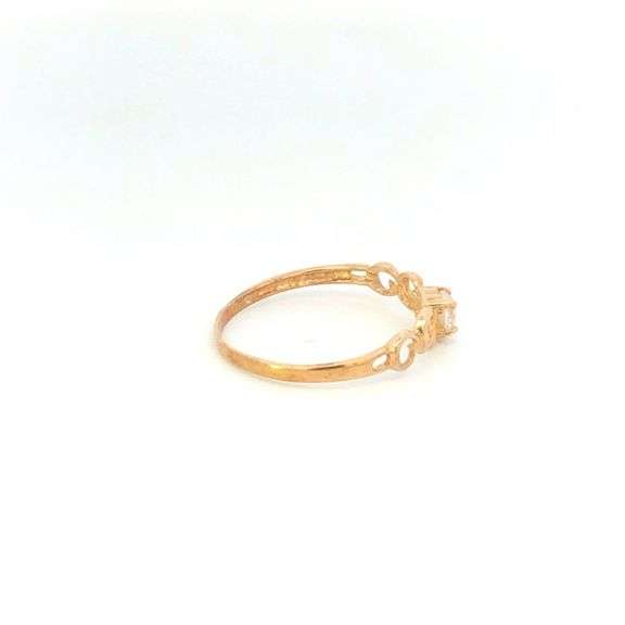 10K Yellow Gold Heart Love Symbol CZ Solitaire Vintage Ring