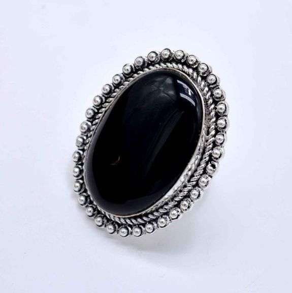 24Ct Black Onyx Druzy Ring
