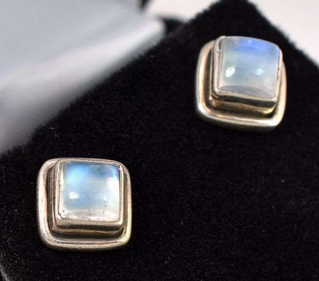 Moonstone Stud Earrings In Sterling Silver