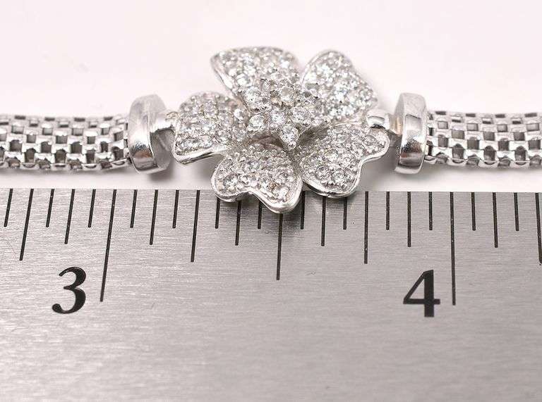 Flower CZ Bracelet In Sterling Silver