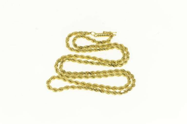 14K Yellow Gold 2.5mm Thick Rope Woven Vintage Chain Necklace