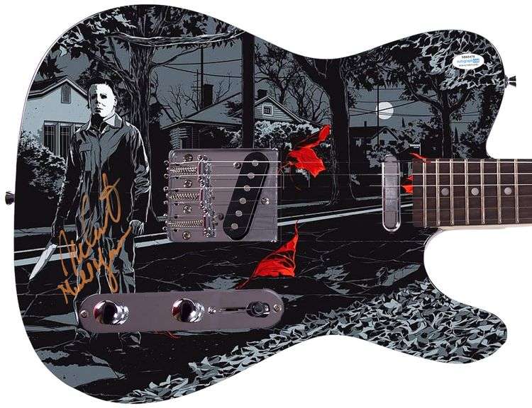 Nick Castle Autographed Halloween Michael Myers Photo Guitar Exact Proof ACOA