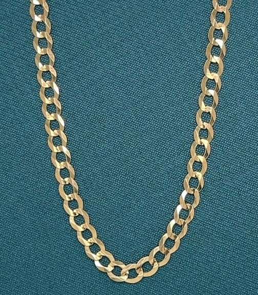 3MM 14K SOLID GOLD FLAT CUBAN LINK CHAIN WITH DIAMOND CUT DESIGN