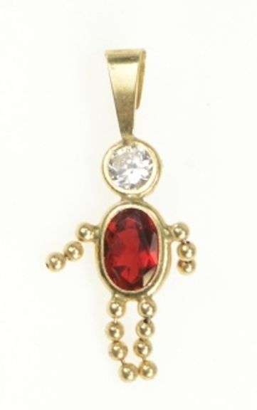 14K Yellow Gold January Birthstone Baby Sim. Garnet CZ Charm/Pendant