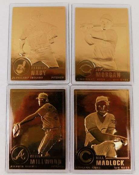 4 - 22KT Gold Foil Baseball Greats Cards