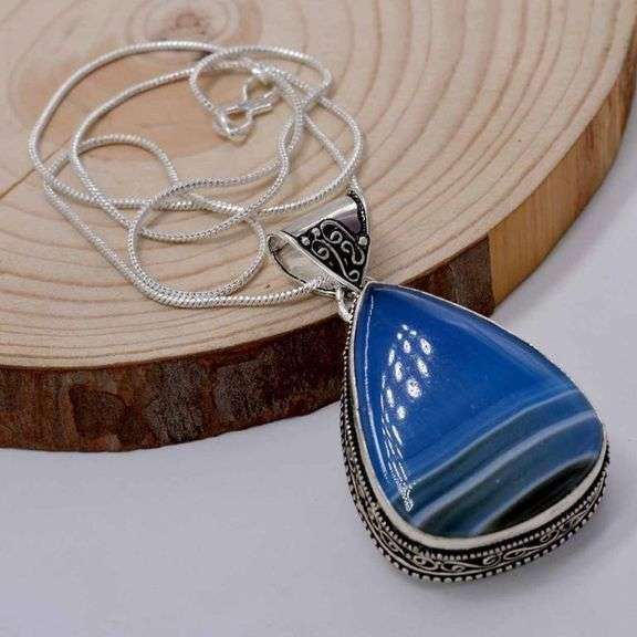37.5 cts Blue Botswana Agate Pendant